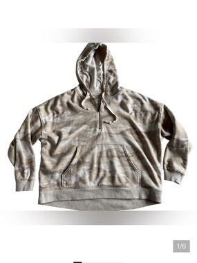 American Eagle oversized Beige Camo Quarter-Zip Hoodie